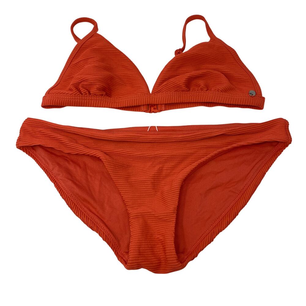 Seafolly Bikini Set Womens US 8 Red Orange Textured Triangle Top Bottom New
